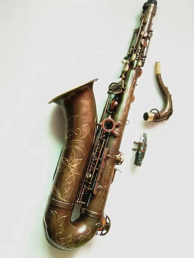 

Tenor Saxophone, Professional B Flat Antique copper Sax With Case