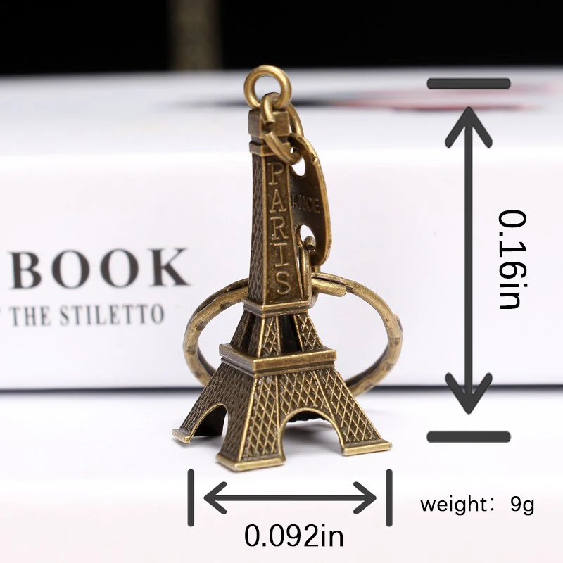 Vintage Eiffel Tower Keychain para estudantes masculinos e femininos, ferro pendurado, prêmios, presentes criativos