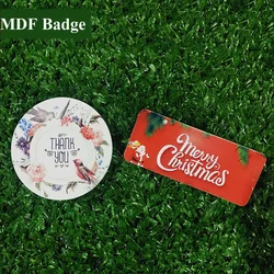 MDF Round Custom Sublimation Impressão Nome Badge, Branco Tag Botão Pin, Garçom ID Tag, 20pcs por lote