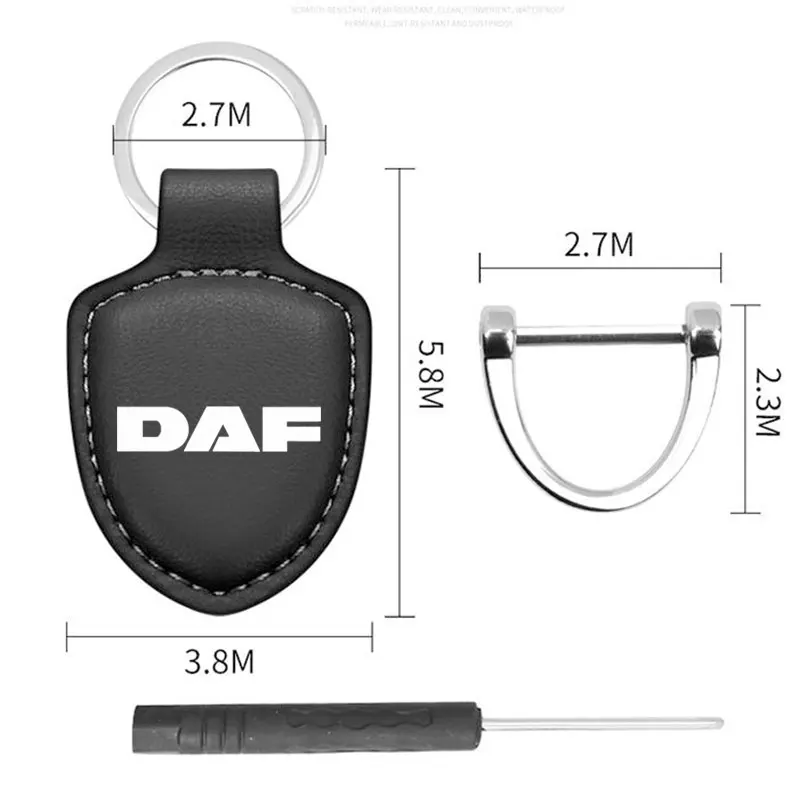 Fashion Leather key Chain Men Women Waist Hanging KeyChain Gift Key Ring jewelry For DAF 106xf 105 cf85 Truck lf van Accessories