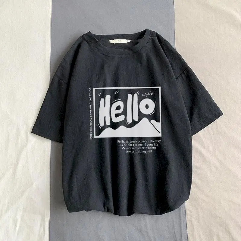 Cotton Linen T Shirt Men Women Summer Fashion Letter Printed Couple's T-shirt Casual Loose Half Sleeve Tops Summer Trend Tshirt