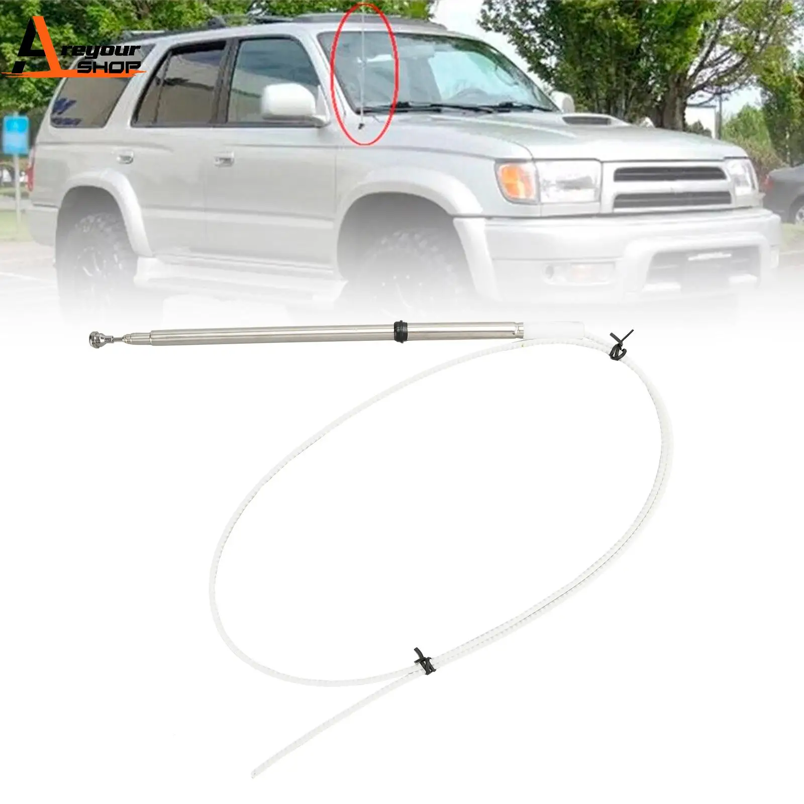 Areyourshop For 4Runner 1996-2002 Aerial AM FM Radio Power Antenna Mast Cable 86337-35111 Car Accessories Auto Parts