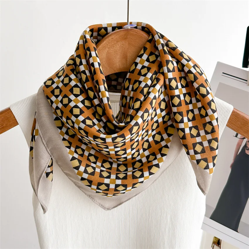 ผ้าพันคอสำหรับผู้หญิง65*65ซม. ผ้าพันหัวสี่เหลี่ยมผ้าโพกผมสไตล์วินเทจสำหรับพนักงานต้อนรับบนเครื่องบินห่อตัวเคป๊อป