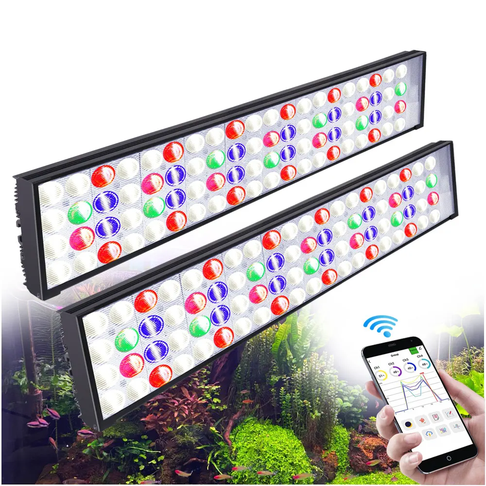 

120cm/48" PopBloom-WIFI LED Planted Aquarium Light 120W, Full Spectrum Program FreshWater Plants, Fish Tank Light