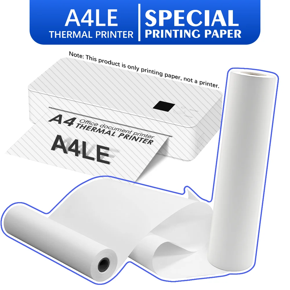 

A4LE thermal printer special paper, A4 size (210*297mm), one roll is equal to 50 sheets of A4 paper, 5 anti-thermal paper