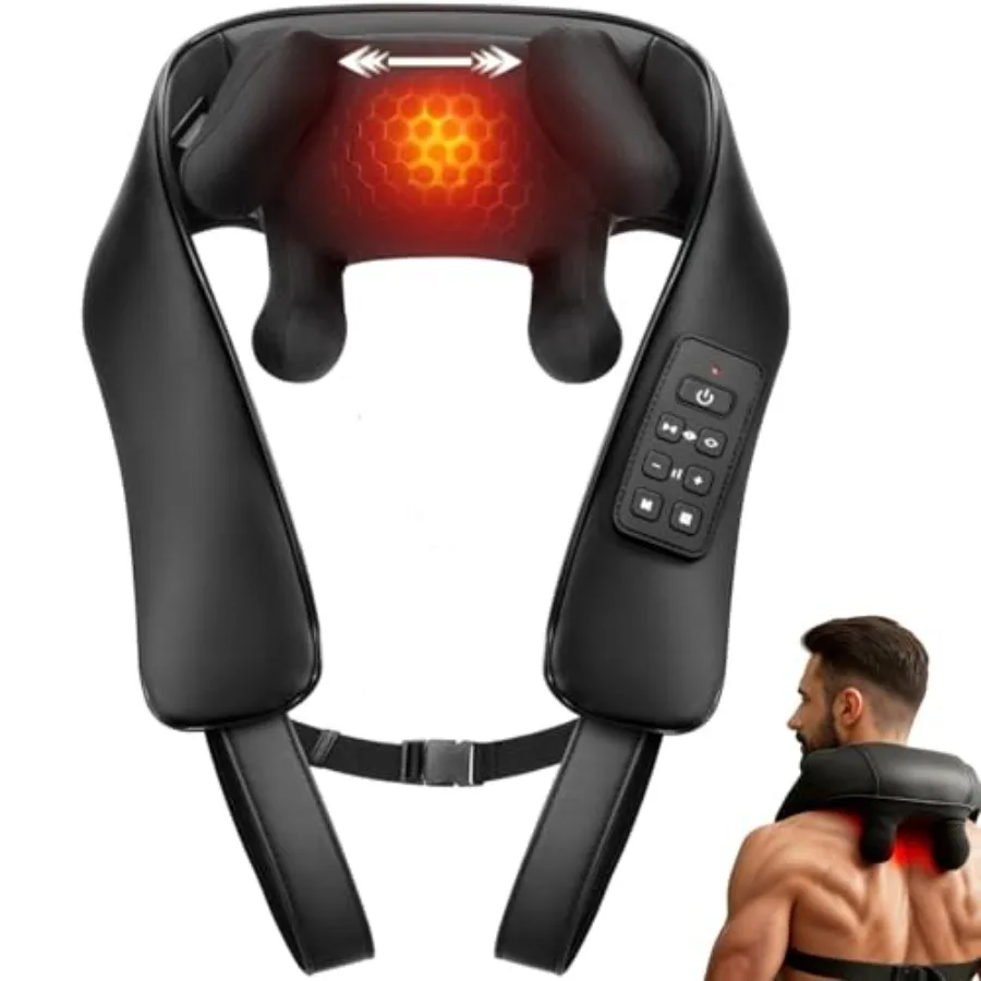 

Cordless Neck and Back Massager with Heat Upgraded Adjustable Width Electric Deep Tissue 4D Kneading Massage Shiatsu Shoulder M