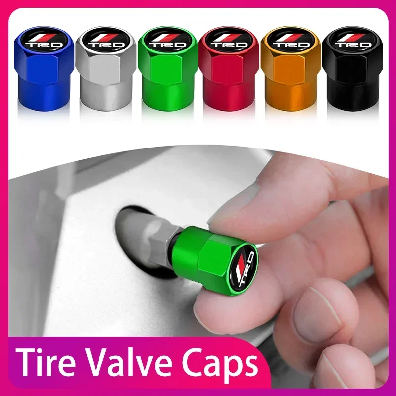 

4PCS Fashion Car Wheel Air Valve Dust Covers Accessories For Toyotas TRD Autocollant Pegatina RAV4 Yaris Levin Reiz Crown