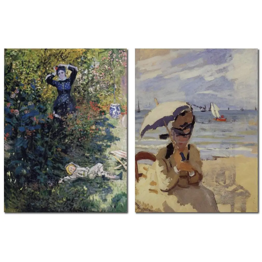 

Large Size Oil Painting Claude Monet Camille Child Garden Hand Painted Canvas Picture Seascape for Study Room Bar Wall Decor