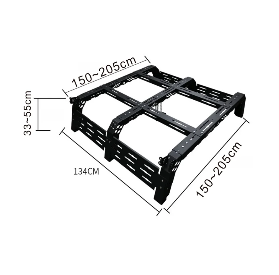 

AUS 4WD Touring Accessories Carbon Steel Modular Adjustable Truck Pickup Roof Rack 300kg Load Capacity Universal UTE Tub RAM