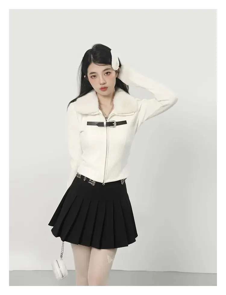 Maglione lavorato a maglia pullover vintage bianco Y2k donna estetica Harajuku elegante pullover a maniche lunghe moda anni 2000 vestiti autunno nuovo