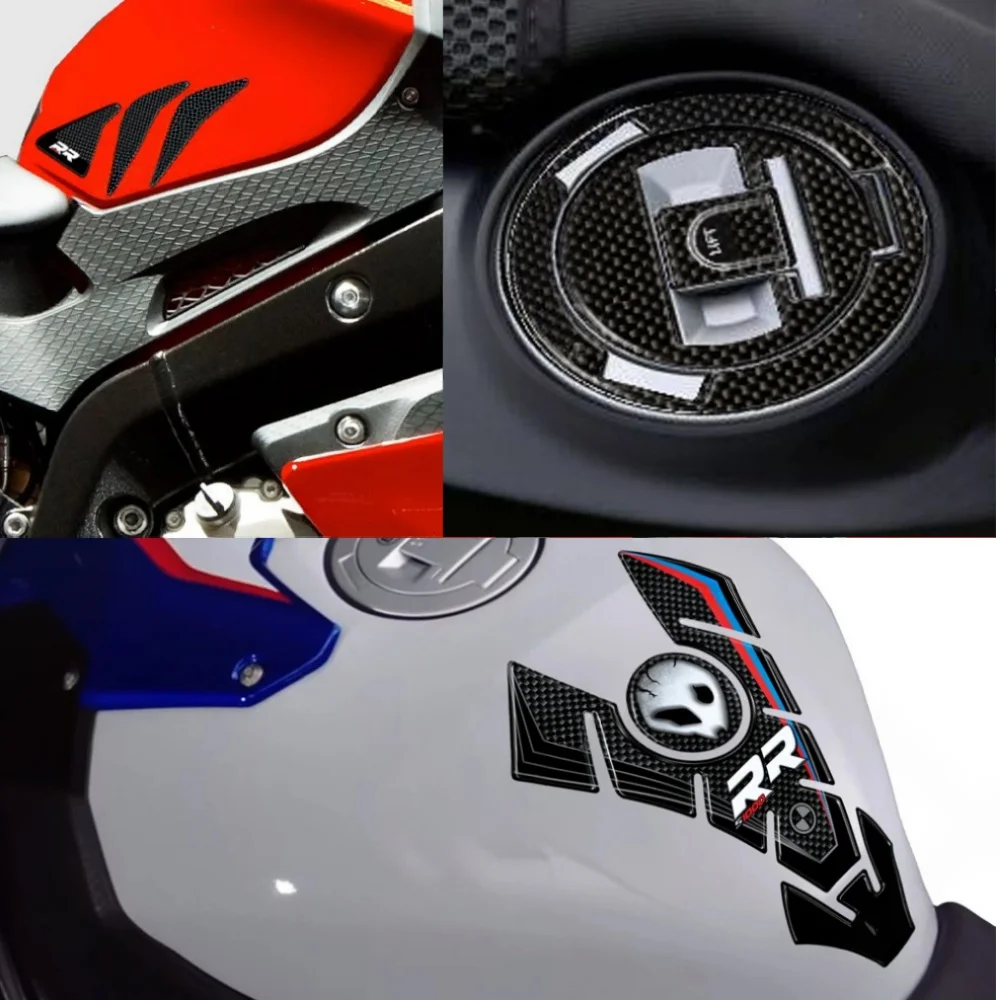 For BMW S1000RR S1000 RR Motorcycle 3D Carbon Fiber Tank Pad Decals Oil Gas Cover Anti Slip Traction Sticker Emblem Protector