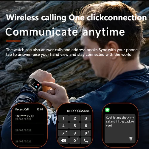 Imagen 2 del producto LAXASFIT nueva linterna LED reloj inteligente para hombres Bluetooth llamada monitoreo de ritmo cardíaco deportes al aire libre Smartwatch