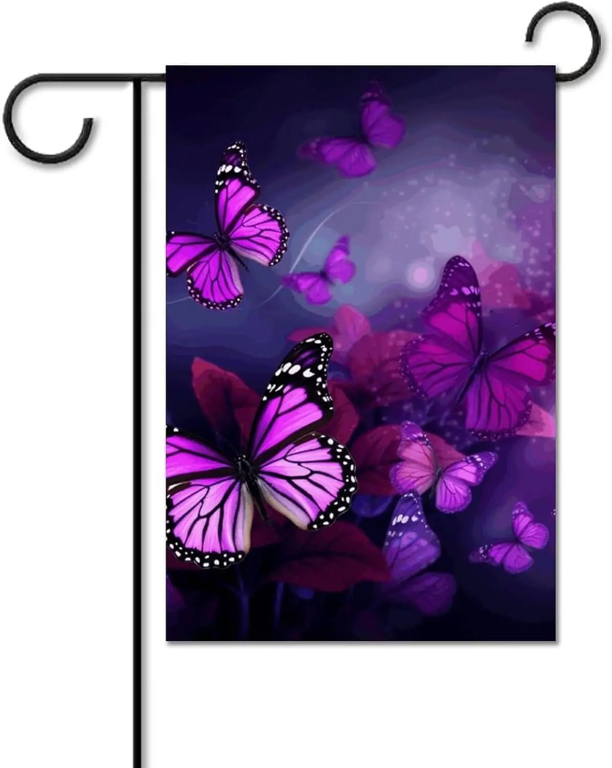 Purple Butterflies Garden Flags 12 X 18 in Double Sided Small Garden Flags for Outside Yard Flags Welcome Seasonal Yard Flag for