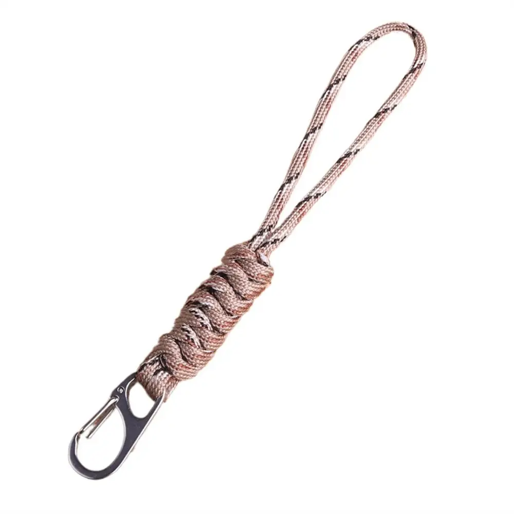 Handmade Paracord Keychain Anti-lost Chain Outdoor Rope Umbrella Rope Keyring Metal Wrist Rope Braided Woven Keychain
