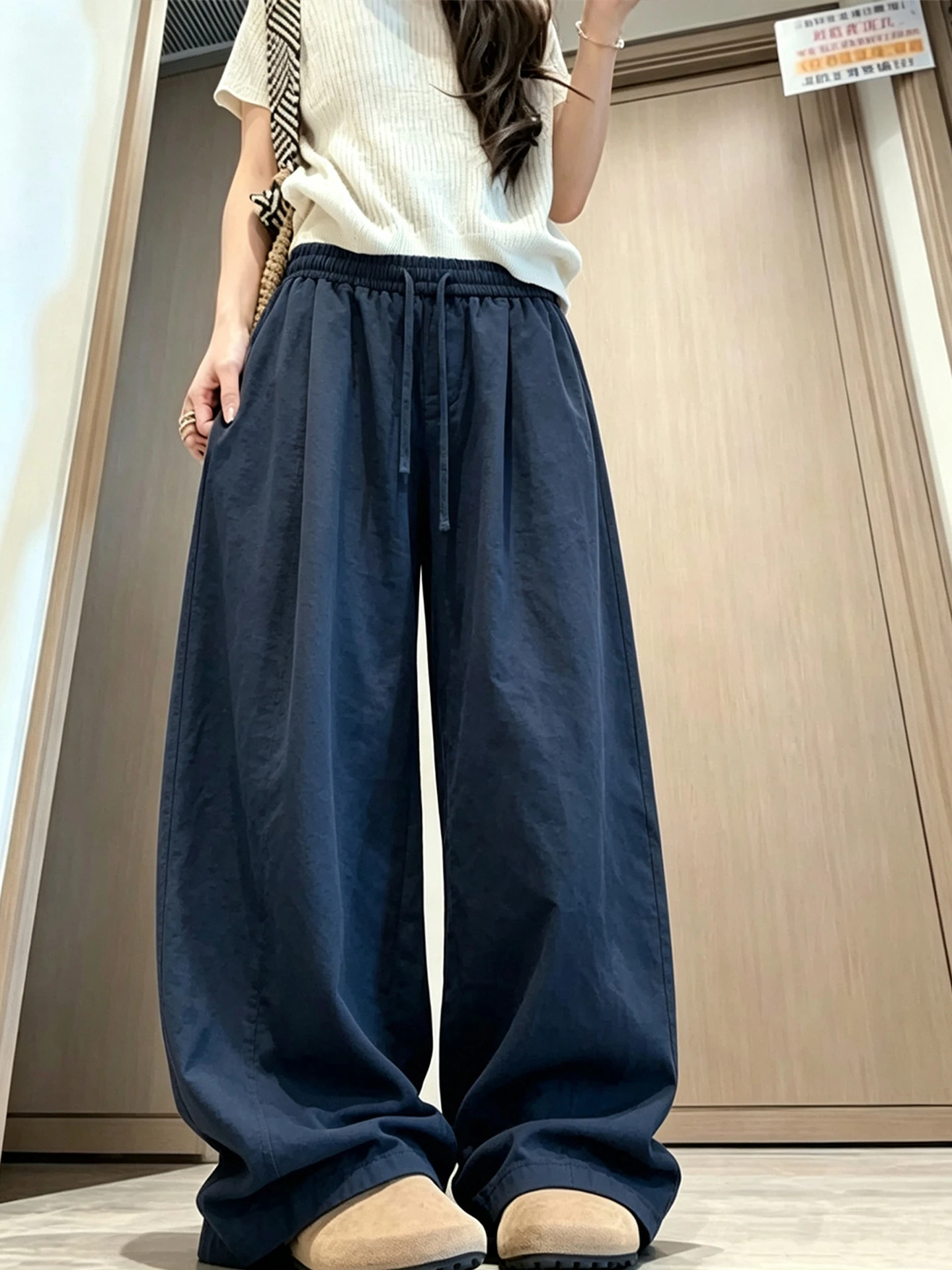Loose Casual Men's Summer Cotton Linen Wide Leg Pants Draping Knife Straight Cut Loose Fit Casual Trousers Breathable Comfort...