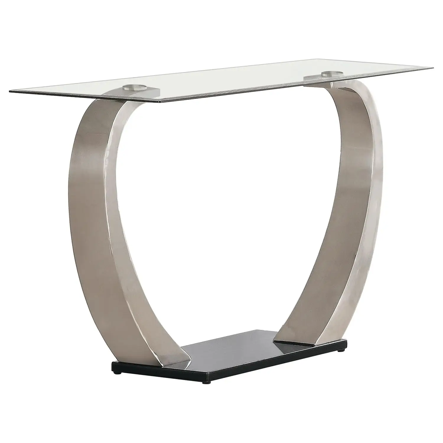 Glass & Metal Console Table Tempered Top Hallway Living Room 48 Inch Black Silver, Customized