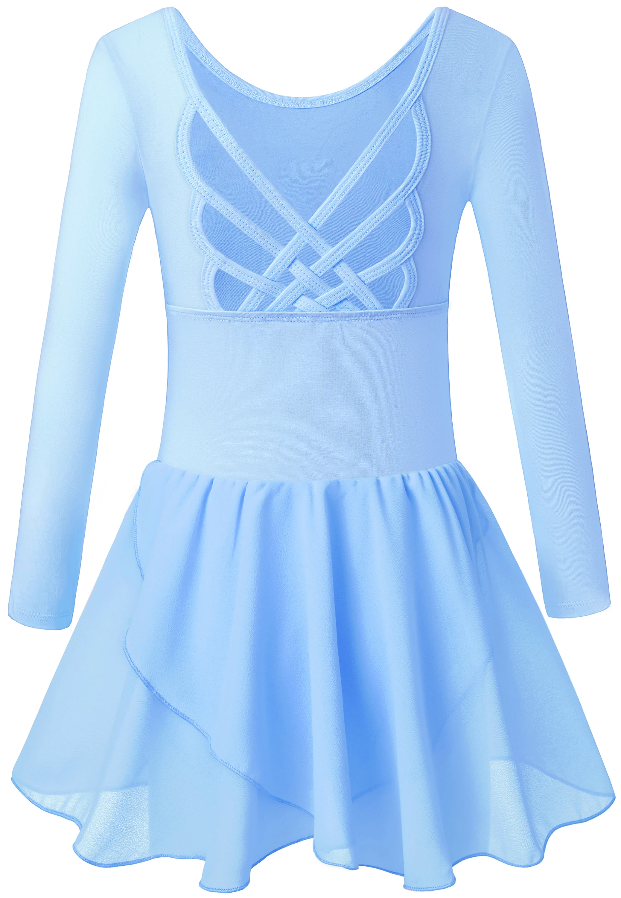 Justaucorps de Ballet à manches longues pour filles avec jupe, robe de danse de Ballet pour tout-petits, dos creux papillon mignon