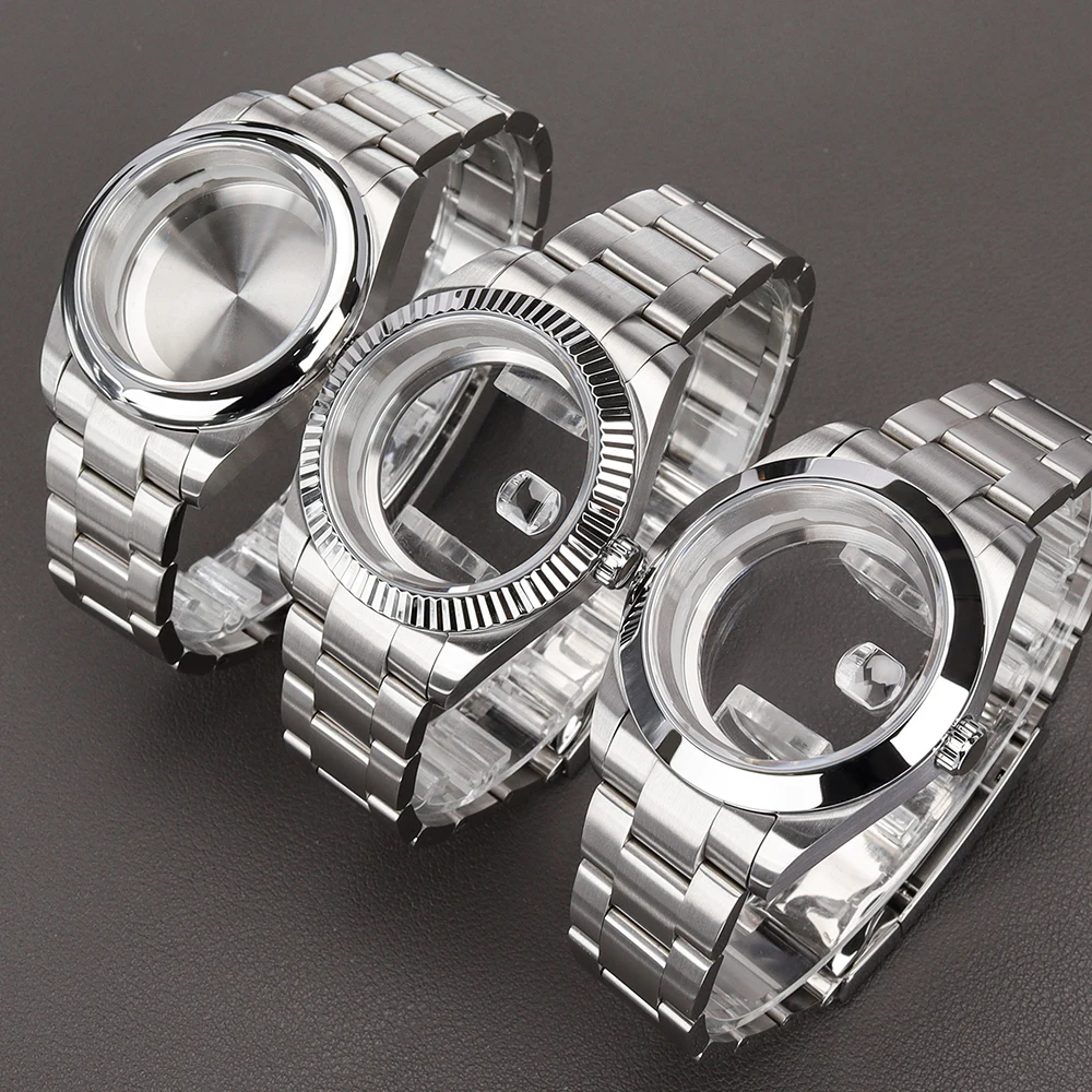 36mm/39mm Design Brushed Watch Case Bracelets Top Waterproof Sapphire Crystal For Datejust nh35 nh36 miyota8215 Movt 28.5mm Dial