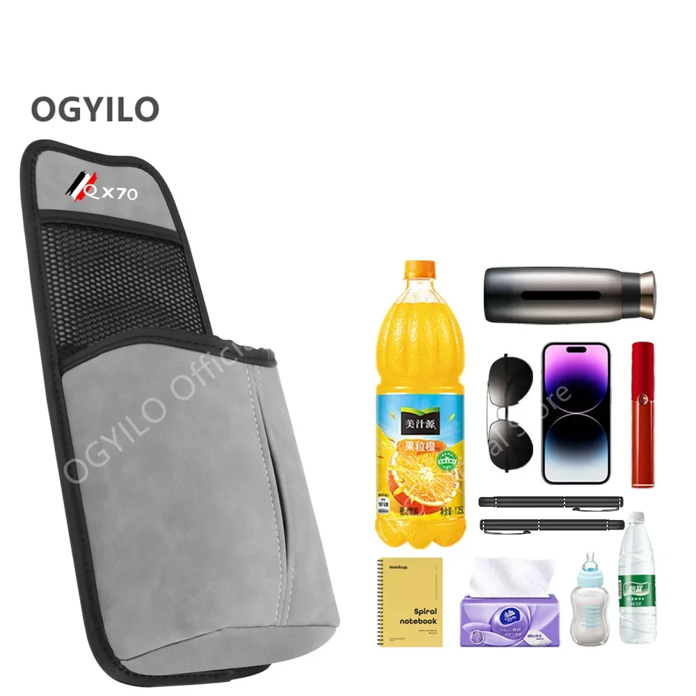 For Infiniti QX70 Car Seat Side Storage Bag Hanging Auto Seat Organizer Tissue Holder Multifunctional Mobile Phone Storage Bag