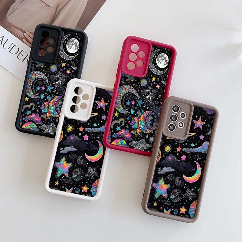 

Luxury Colorful Stars Moon Aesthetic Phone Case for Vivo V50 V21 5G 11 V25 V30 Pro Y72 Y03 Y36 X100 X90 X80 X70 Lite Soft Cover