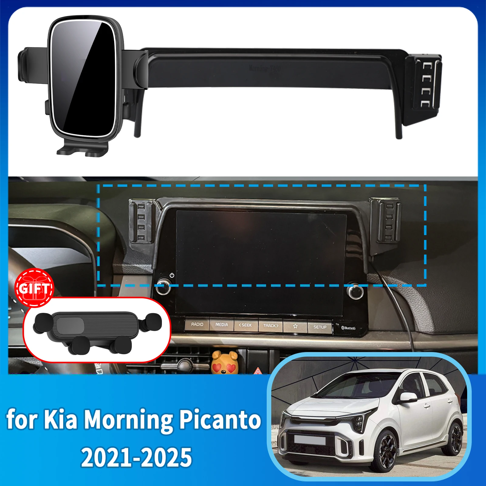 

for Kia Morning Picanto 2021-2023 2024 2025 Phone Holder, Dashboard Screen Mount Bracket Easy Installation​​ Car accessoires