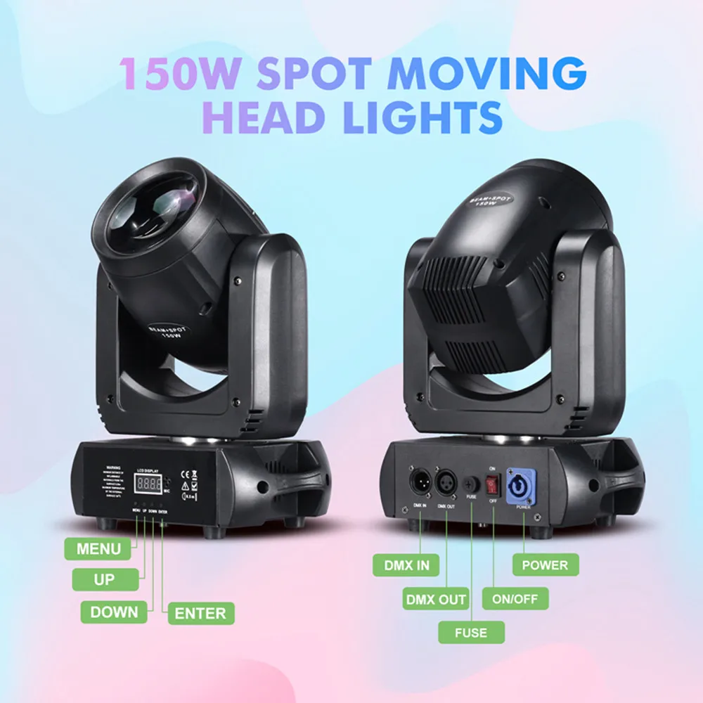 Imagem -03 - Mini Led Moving Head Light 150w Beam Mais Spot 18 Prismas Rotativas dj Dmx Stage Efeito de Luz Disco dj Bar