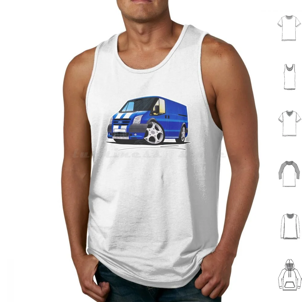 Transit Sportvan Blue Tank Tops Print Cotton Blue Man Sport Work Van Transit Sportvan