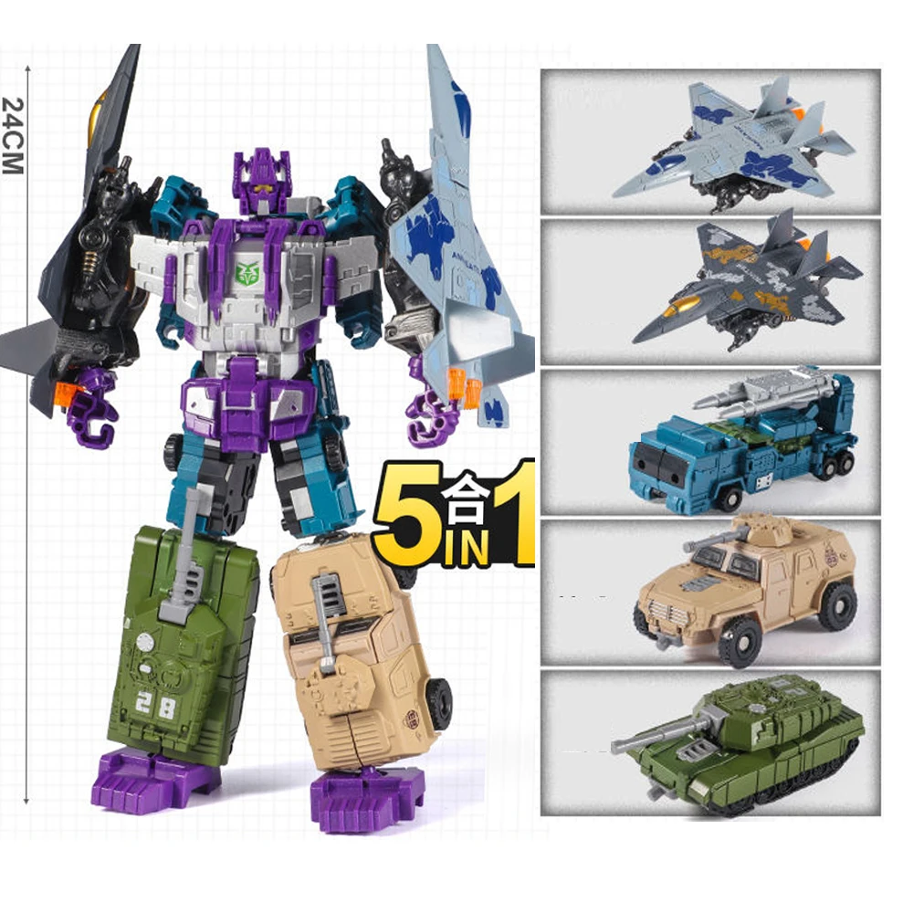 

5 IN 1 Robot Toy Deformable Diecast Action Figure Alloy Toys Metal Fighter Robot Kid Build Blocks Children Collection Model