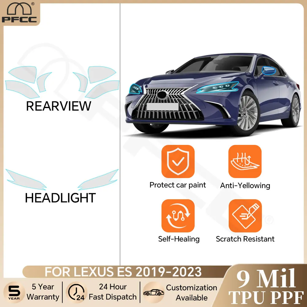 

For Lexus ES 250 300H 350 2019-2023 Pre-cut PPF Bra Car Headlight Rearview TPU Paint Protective Film Clear Kit Anti-scratch