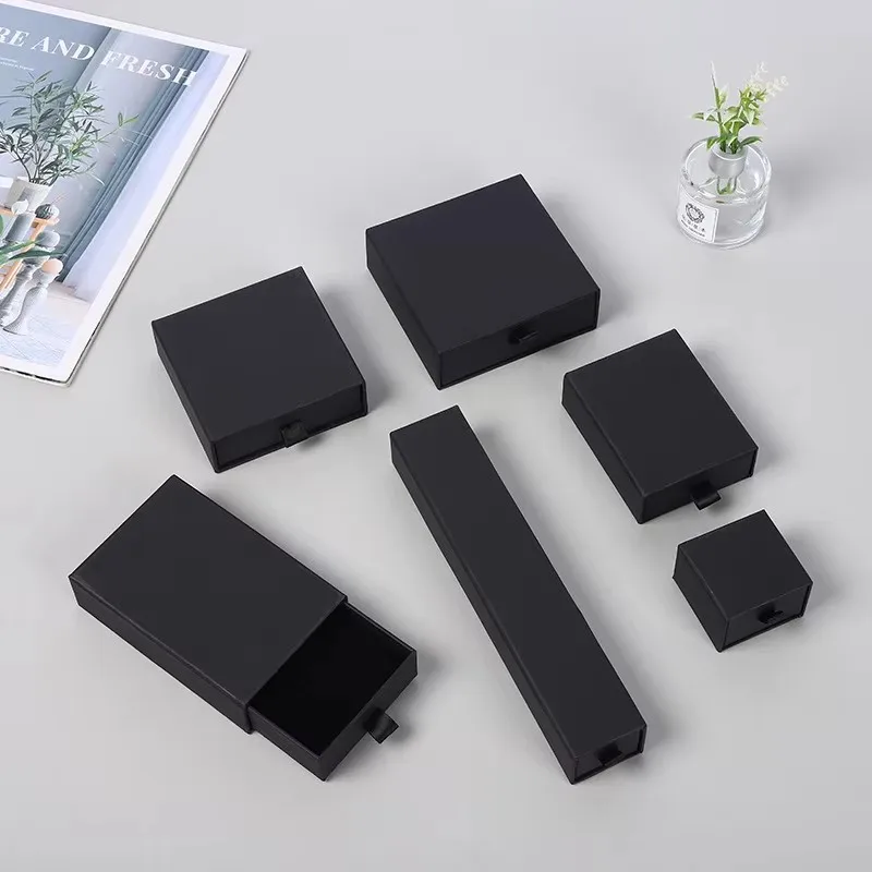 10pcs Paper Jewelry Gift Box For Ring Earrings Pendant Necklace Bracelet Stud Organizer Wedding Favors Jewellery Packaging Sack