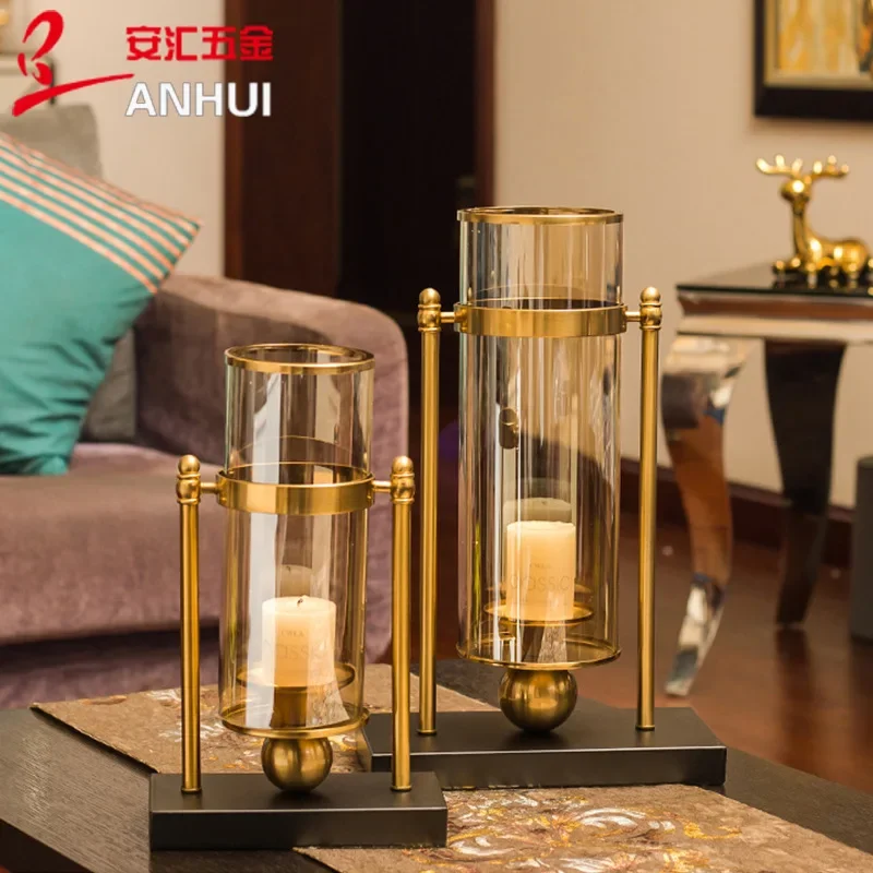 Creative Metal Vase Nordic Glass Candle Holders Living Room Table Home Decoration Candlestick Wedding Centerpieces Gift FC541