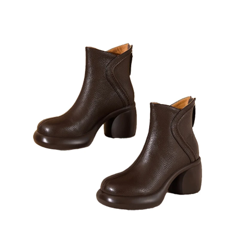 منصة المرأة حذاء من الجلد أحذية عالية الكعب أحذية أنيقة تشيلسي أحذية شتاء 2025 موضة البريدي أحذية من الجلد ماركة Mujer Snow Botas #6