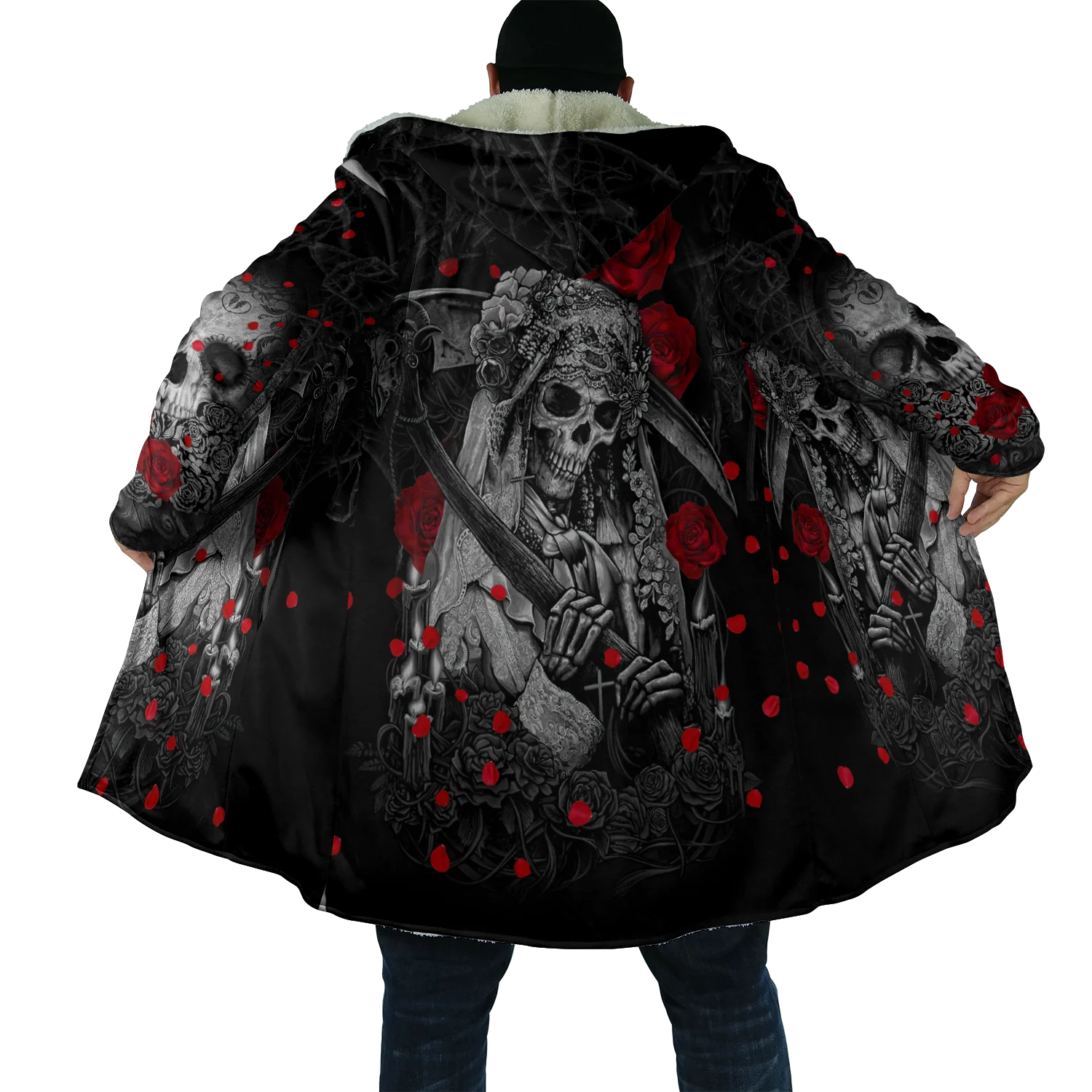 PLstar Cosmos Mens Cloak skull Devil Tattoo 3D All Over Printed Fleece Hooded Cloak Unisex Casual Thick Warm Cape coat PF71