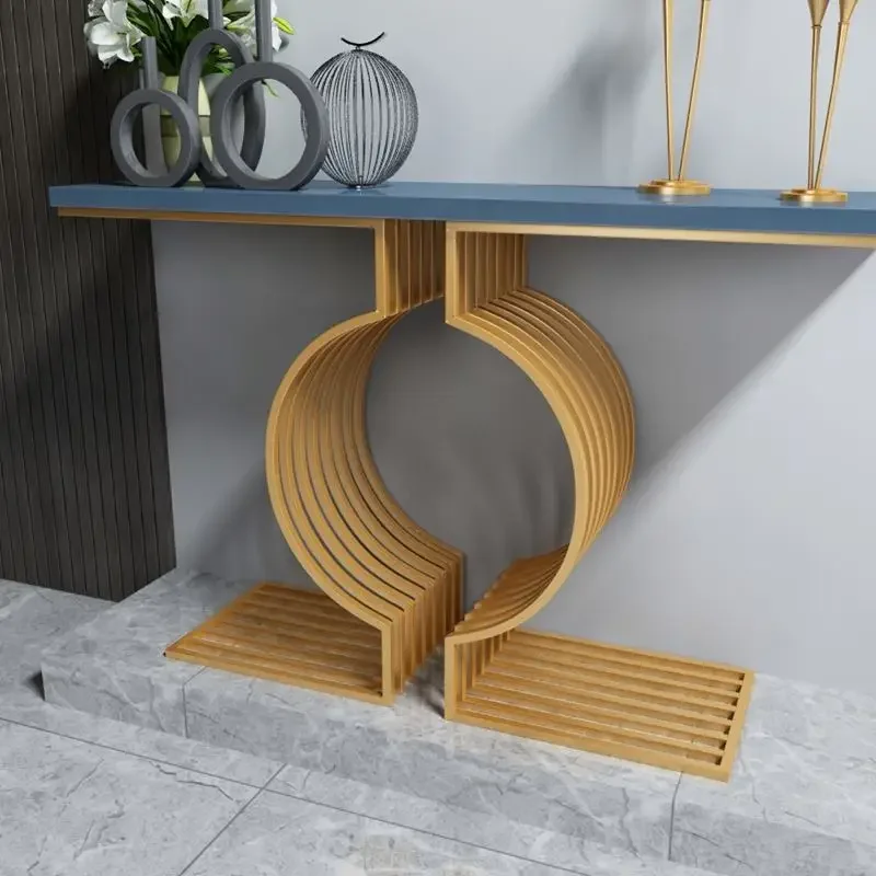 

For Nordic Light Luxury Modern Metal Legs Porch Desk Living Room Furniture Decoration Porch Stage Solid Wood Partition