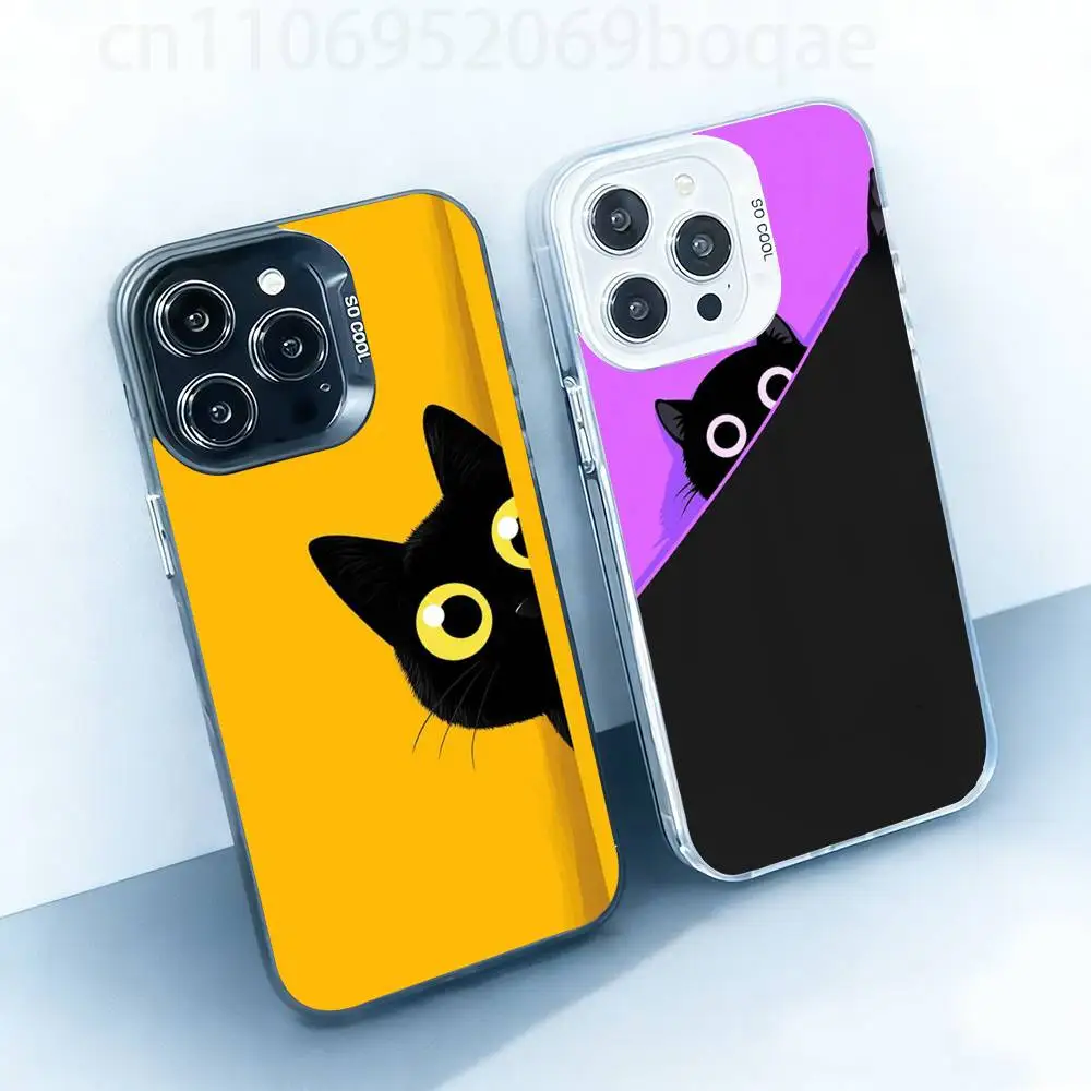 

Peeking Black Cat Case for iPhone17 16 15 14 13 12 11 Pro Max Plus Air 16E X XR XS Max Hard Shockproof Bumper Cover