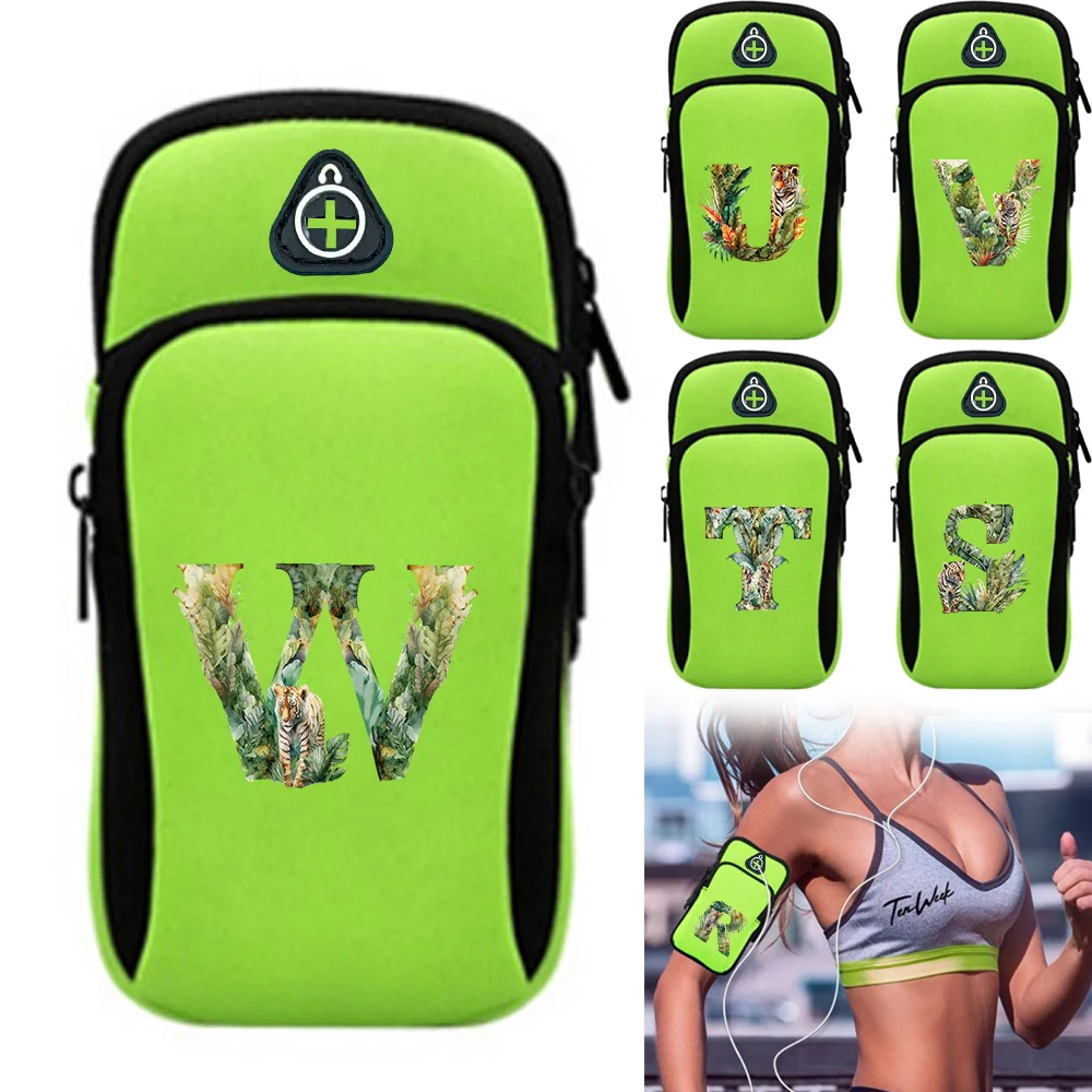 New Models Sports Arm Bag Waterproof Dustproof Breathable with Headphone Jack Mobile Storage Bags Jungle Tiger Letter Series