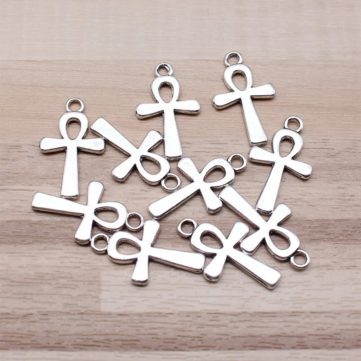 IFOCUS 10pcs/Lot Life Key Ankh Cross Charms For DIY Jewelry Making Zinc Alloy 22x13mm/0.87x0.51inch