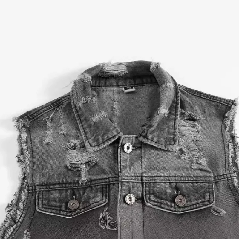 Gilet di jeans da uomo primavera estate e autunno grigio versione coreana locomotiva di grandi dimensioni commercio estero gilet casual gilet alla moda