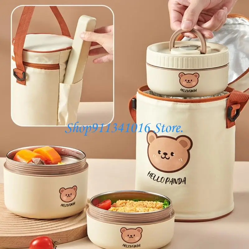 

4X7B Durable Double Layer Stainless Steel Thermal Container with Leak proof Lid