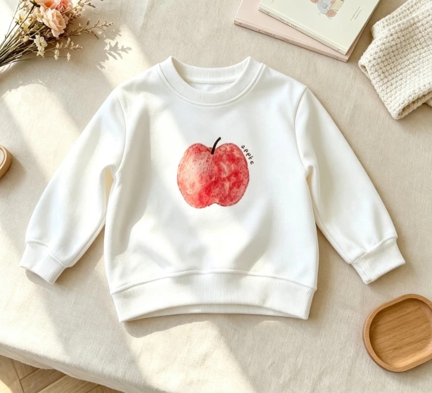 Small Toddler Basic Fruit Crew Neck Sweatshirt Baby Cotton Pullover Watercolor Apple Banana Cartoon Letter Pullover Kid Tops