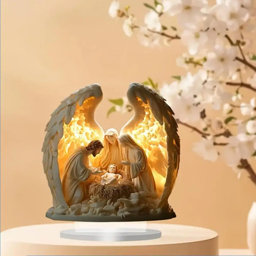 Nativity Scene Decor 2d Acrylic Nativity Scene Ornament Flat Christmas Tabletop Display Minimalist Christian Desktop Decor
