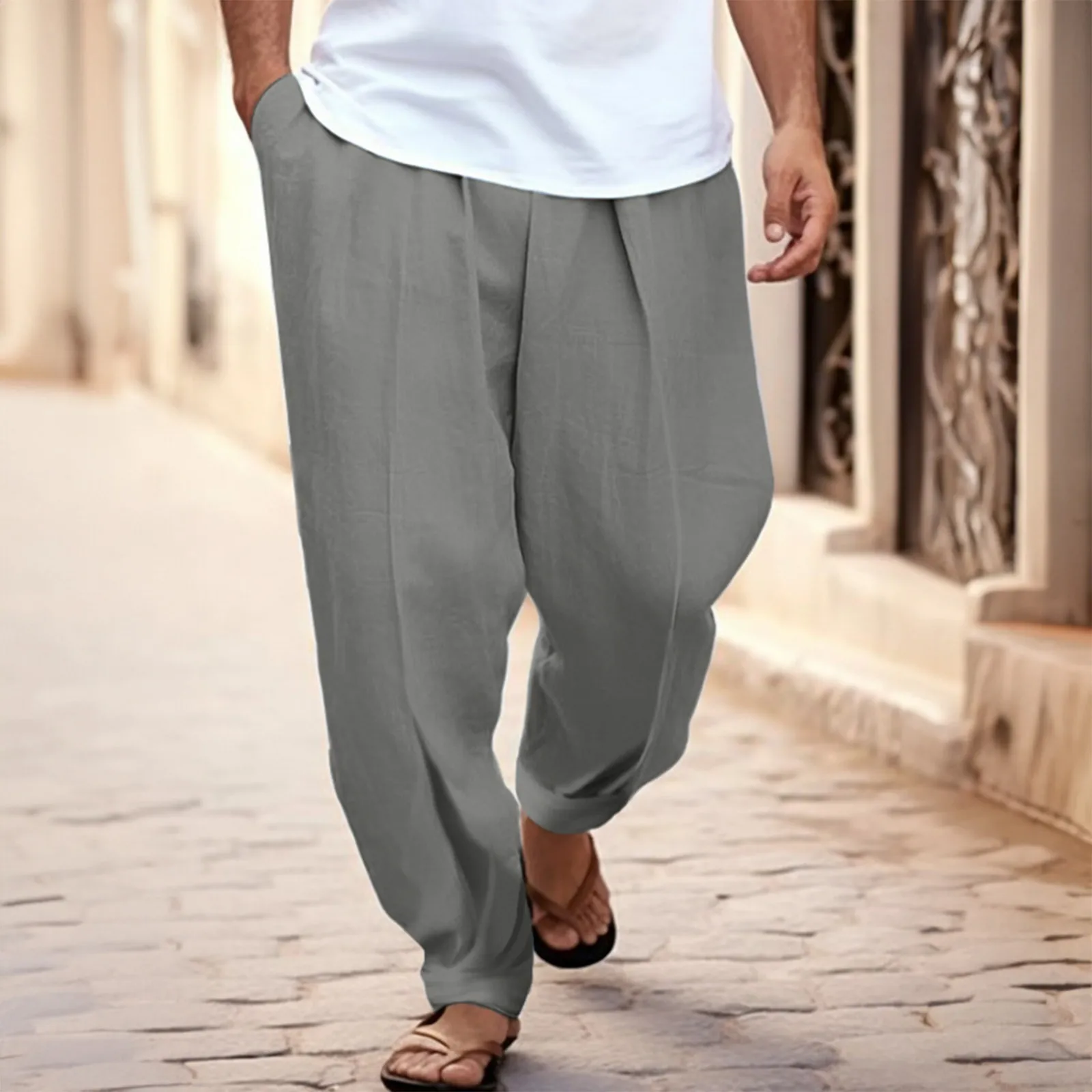 

MenS Loose Casual New Cotton And Linen Pants With Loose Legs And Long Pants Sweatpants Summer Cotton Fitness Sport Pantalones