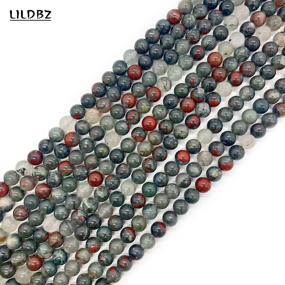 Natural Stone Round Beads African Bloodstone Loose Beads Charms for Jewelry Making DIY Bracelet Necklace Accessories 6mm8mm10mm