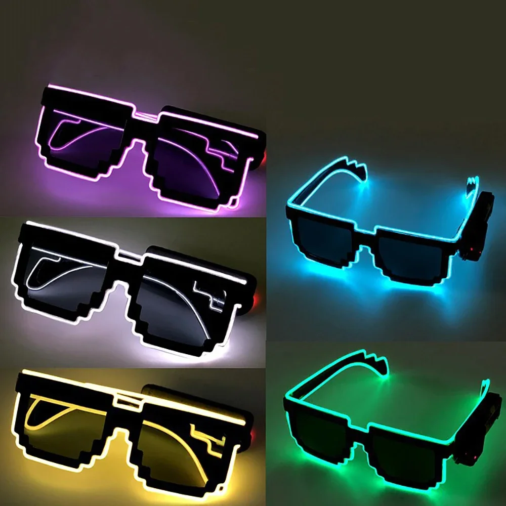 نظارات مضيئة لاسلكية، نظارات مضيئة LED تتوهج في الظلام للحفلات، DJ، الهالوين، عيد الميلاد