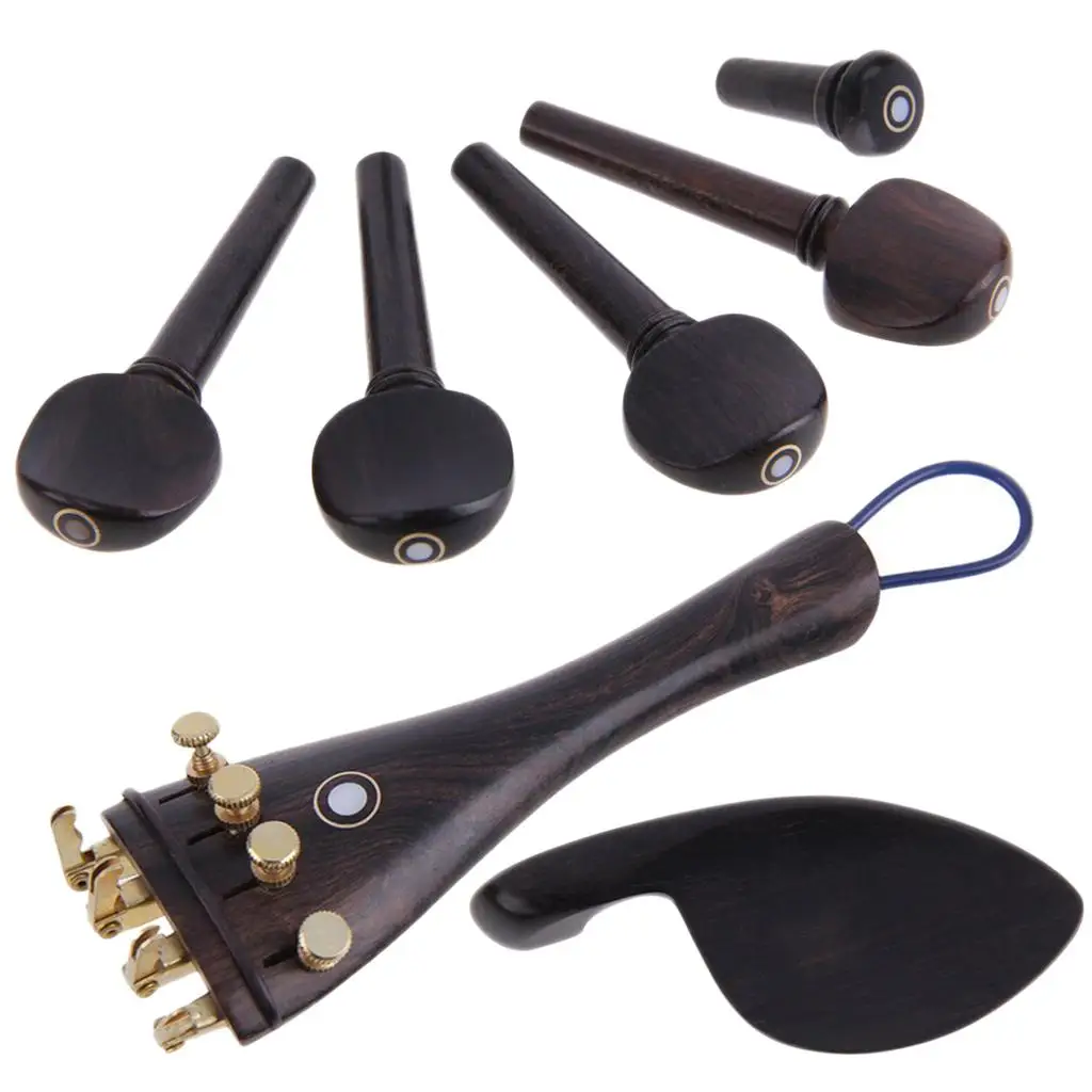 

Violin Accessories Kit with Chinrest Tailpiece Fine Tuner Pegs Endpin for Beginner 4/4 Violin Setup