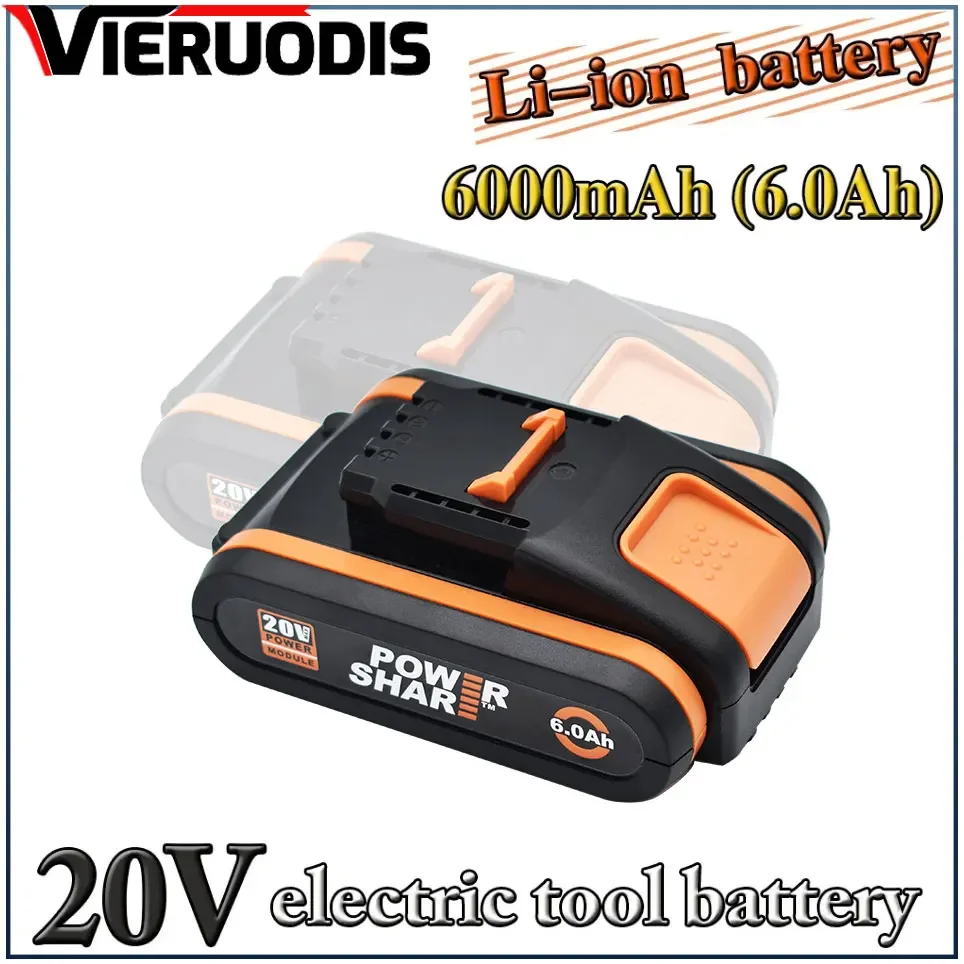 

for worx 20V 6.0Ah Lithium battery Rechargeable WA3553 WA3551 WA3553.1 WA3570 for All WORX Electric and Garden Tools