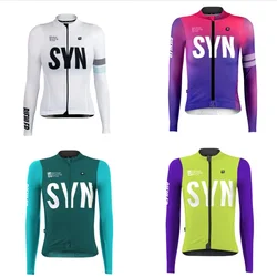 Spring  Autumn Women Long Sleeve Cycling Jersey 2024 SYN Team Race Shirts Polyester Bicycle Clothing Ropa Ciclismo