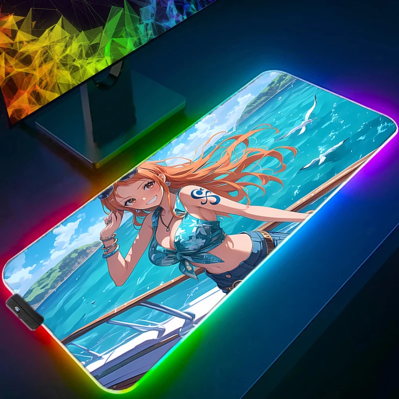 

RGB LED Mouse Pad PC Accessories Mouse Mat Office Desk Mat Computer Gamer Mousepad Rubber One Piece Nami Keyboard Pad Tablet Pad