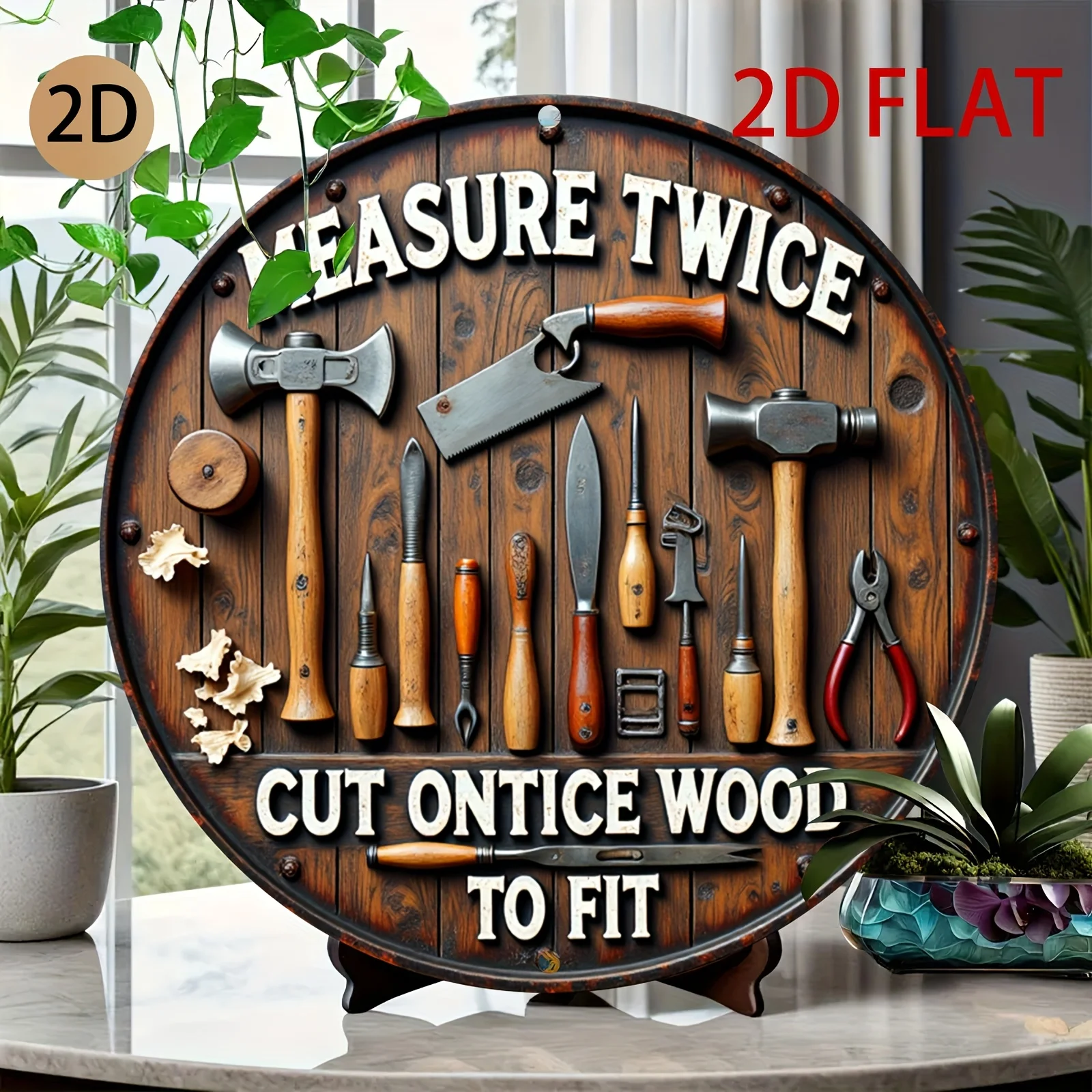 2D vlakke, ronde houten logo m - Workshop Tools Logo recensie en prijs