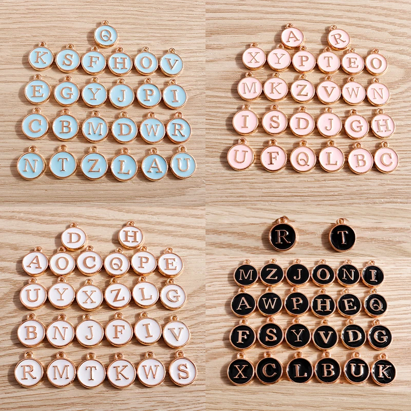 10pcs 4 Colors Cute Mini Alphabet 26 Letters Charms for Jewelry Making DIY Earrings Pendants Necklaces Bracelets Crafts Supplies